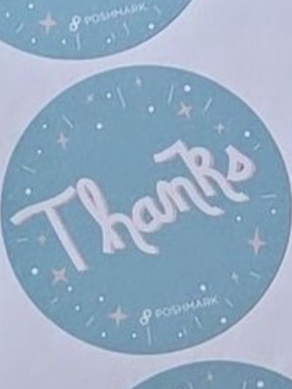 Exclusive Posh Light Blue "Thanks" Round Sticker Sheet